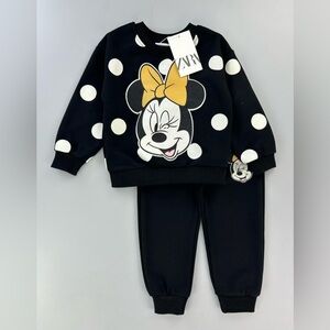 Zara Black and White Polka Dot Top with Yellow Bow